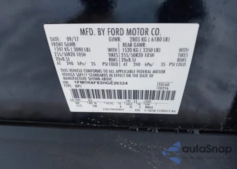 2017 Ford Explorer Limited z USA, uszkodzony, nr VIN 1FM5K8F83HGE26324